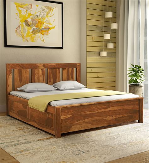 Buy Amarillo Solid Wood King Size Bed with Box Storage in Rustic Teak ...