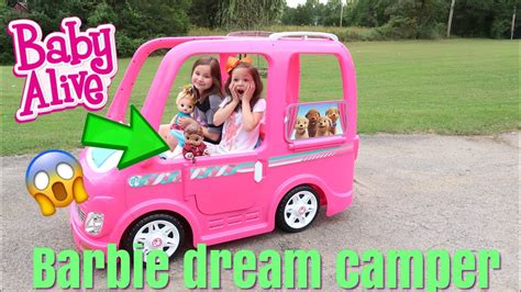 BABY ALIVE Rides The Barbie Dream Camper Power Wheels vehicle - YouTube