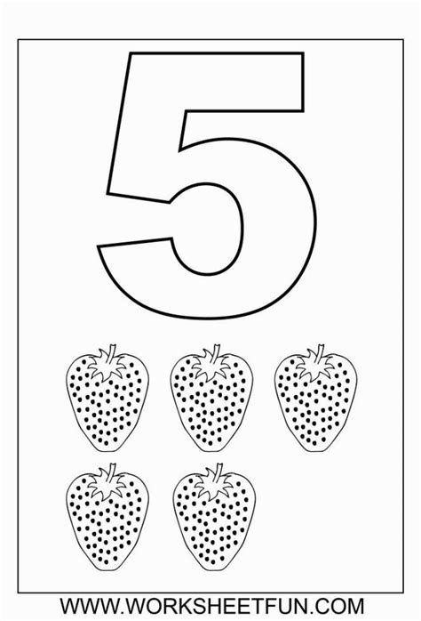 Number 5 Coloring Pages | Kindergarten math worksheets, Numbers preschool, Preschool worksheets