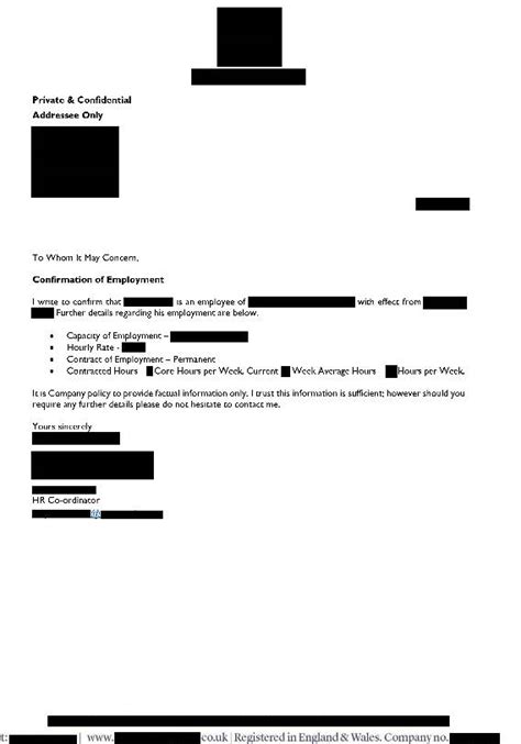 Help with Letter of Confirmation of Employment