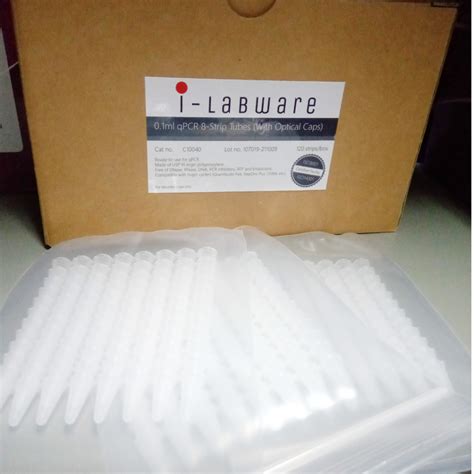 0.1 mL 8 Strip PCR Tubes White with optical cap - LabMart.id