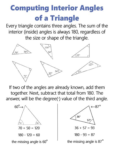 Computing Interior Angles of a Triangle ~ Anchor Chart * Jungle Academy | Studying math, Math ...