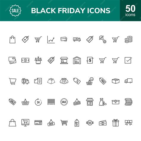 Premium Vector | 50 Black Friday Line Icons set