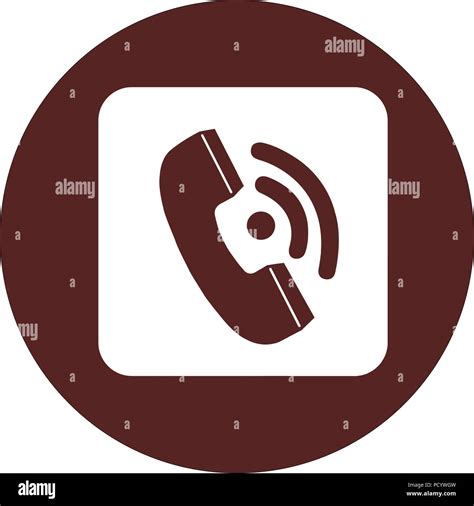 Vector. White square with handset on a circle of dark red color Stock Vector Image & Art - Alamy