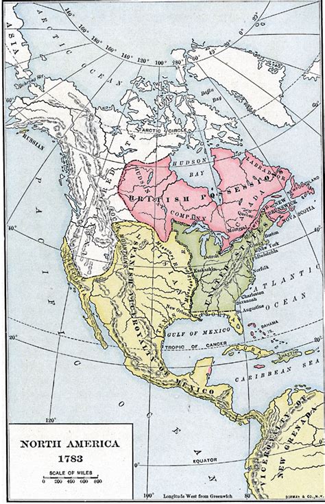 North America 1783 Map | Cities And Towns Map