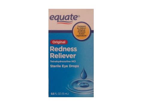 Equate Original Redness Reliever Sterile Eye Drops .5 Fl Oz Ingredients ...