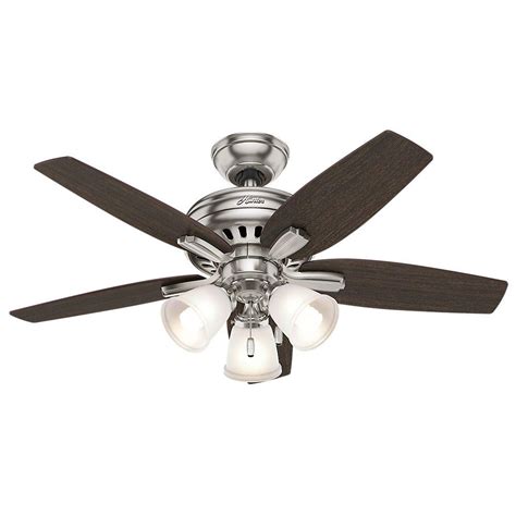 Hunter Newsome 42 in. Indoor Brushed Nickel Ceiling Fan with 3-Light ...