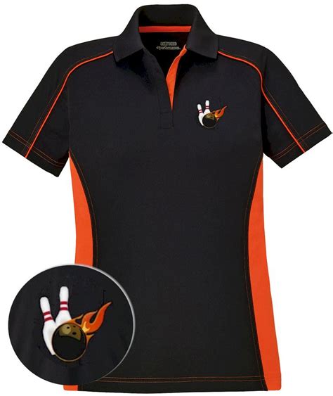 Womens ColorBlock Moisture Wicking Embroidered Polo Bowling Shirt | Bowling shirts, Womens ...