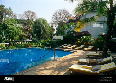 India, Karnataka, Bangalore (aka Bengaluru). The swimming pool of the ...