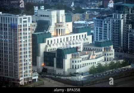 Aerial view of the headquarters of MI6 British military intelligence on the bank of the River ...