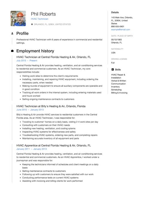 HVAC Technician Resume Guide & Sample – Resumeviking.com