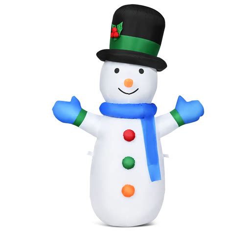 Costway 4 FT Inflatable Christmas Snowman w/ LED Lights Blow Up Outdoor Yard Decoration ...