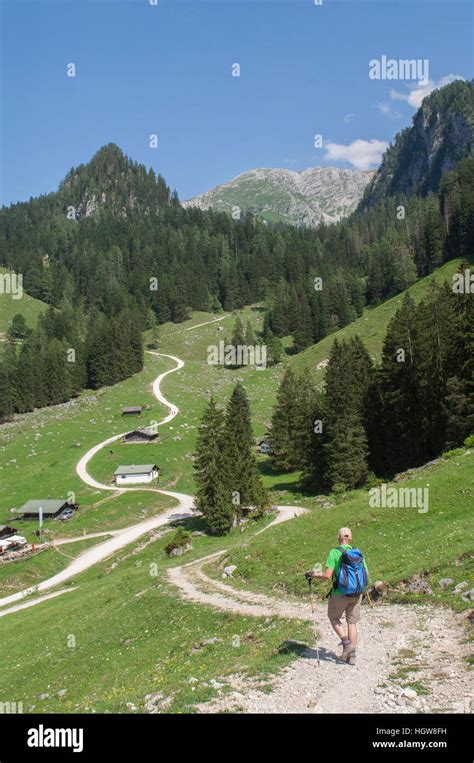 Hiking in the Berchtesgaden Alps, Upper Bavaria, Berchtesgaden, Jenner, Konigsbachalm, Germany ...