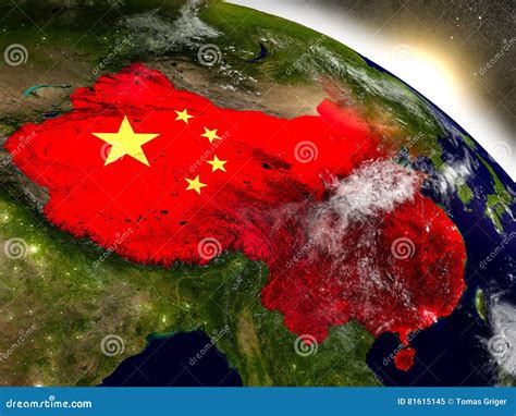 China with Flag in Rising Sun Stock Illustration - Illustration of ...