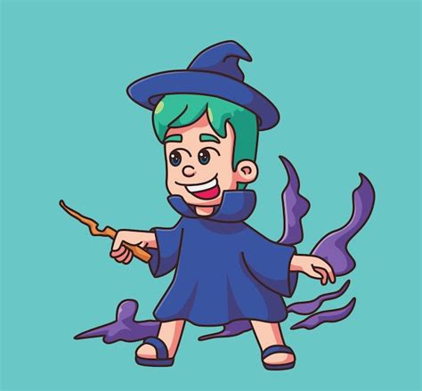 Premium Vector | Cute costume halloween witch boy isolated cartoon ...