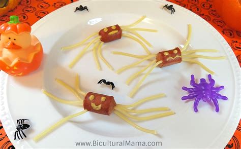 Halloween Hot Dog Pasta Spiders Recipe | Bicultural Mama®