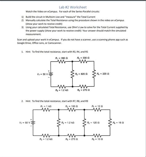 Series Parallel Circuit Problems Worksheet