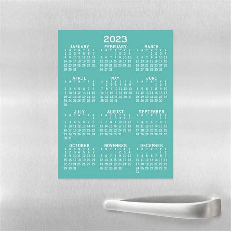 2023 Full Year View Calendar - Basic Aqua Minimal Magnetic Dry Erase ...