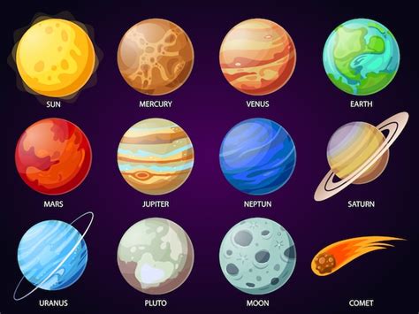 Planetas del sistema solar de dibujos animados | Vector Premium