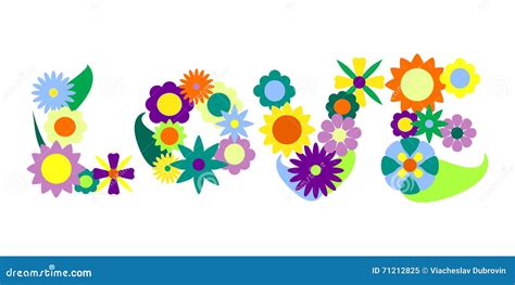 Love Word Flower Ornament Vector Illustration, Flower Word Stock Vector ...