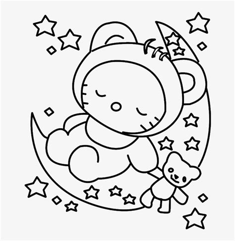 Download Transparent Hello Kitty Sleeping Colouring Pages - Baby Hello ...