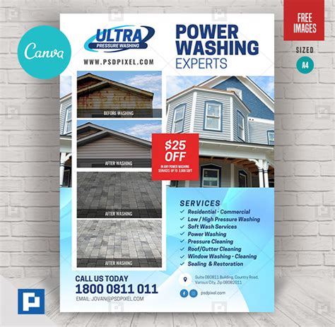 Pressure Washing Company Canva Flyer - PSDPixel