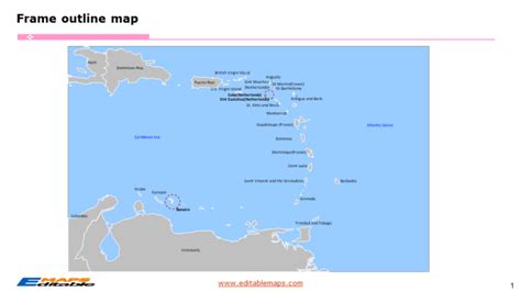 Caribbean Netherlands map with 3 Islands - Editable PowerPoint Maps