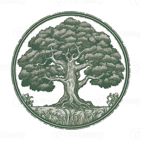Stylized tree round logo on transparent background, created with ...