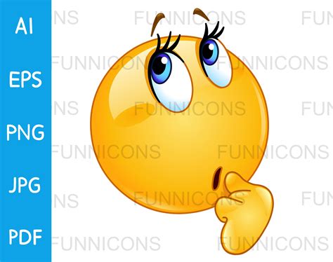 Clipart Cartoon of a Cute Female Emoji Emoticon Thinking or - Etsy UK