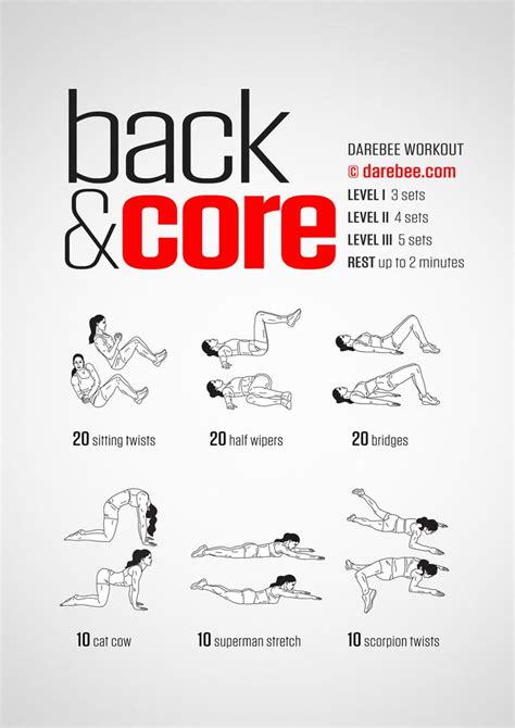 Back & Core Workout | Fitnessoefeningen, Rugoefeningen, Onderrug oefeningen