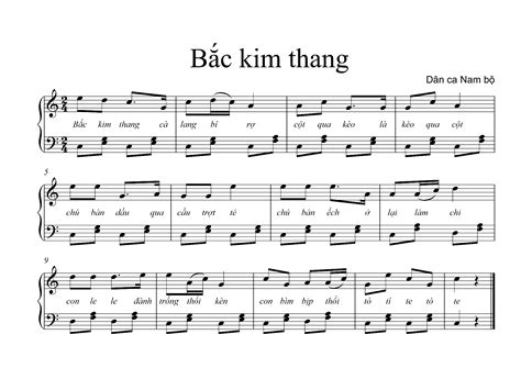 Sheet: Nốt nhạc và lời - Bắc kim thang - Dân ca nam bộ - Sheet nhạc | Nốt nhạc | Hợp âm - VN Guitar