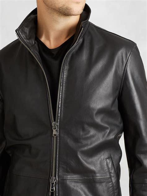 John varvatos Fitted Leather Jacket in Black for Men | Lyst