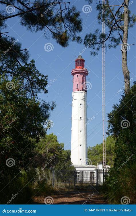 Cap Ferret Lighthouse in Arcachon Basin, France Stock Image - Image of ...