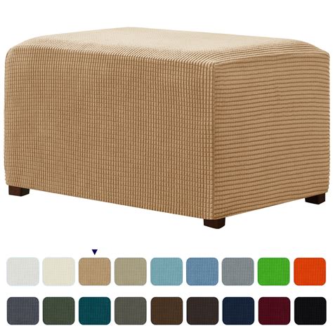 Subrtex Stretch Storage Ottoman Slipcover Protector Soft Elastic Rectangle Oversized Ottoman ...