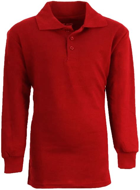 Wholesale Boy's Red Long Sleeve Pique Polo Shirts - Sizes 4-7 (SKU ...