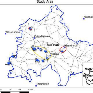 Study area of the Matjhabeng Local Municipality, showing the sampling ...