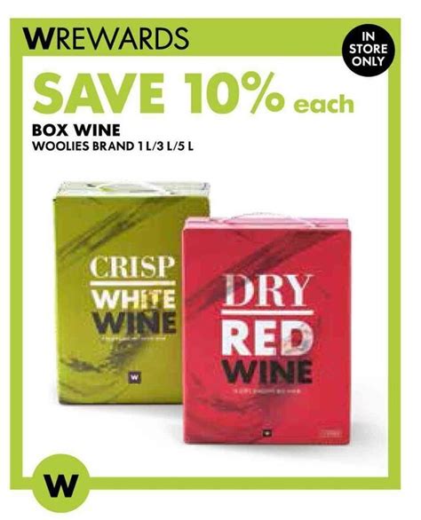 BOX WINE WOOLIES BRAND 1L/3L/5L offer at Woolworths