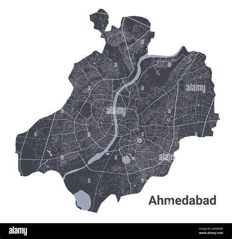 Ahmedabad map. Detailed vector map of Ahmedabad city administrative ...