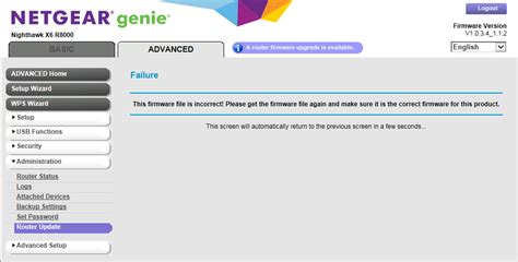 Solved: Nighthawk X6 R8000 Router Firmware Update Issue - NETGEAR ...
