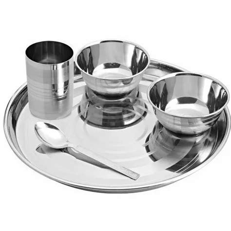 Round Silver Touch Stainless Steel Dinner Set, For Home at Rs 300/set in Delhi