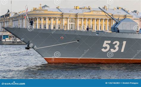 Saint Petersburg, Russia - 07/23/2018: Preparation for the Naval Parade - Corvette ...