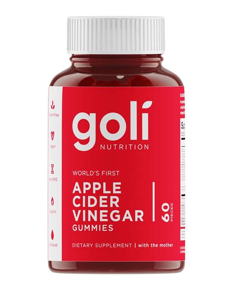 Goli Nutrition Goli World's First Apple Cider Vinegar Gummy Supplement, 60 Count in 2021 | Cider ...
