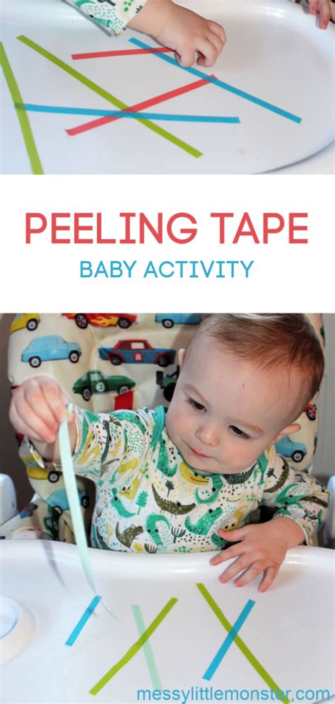 Peeling Tape Fine Motor Baby Activity | Baby learning activities ...