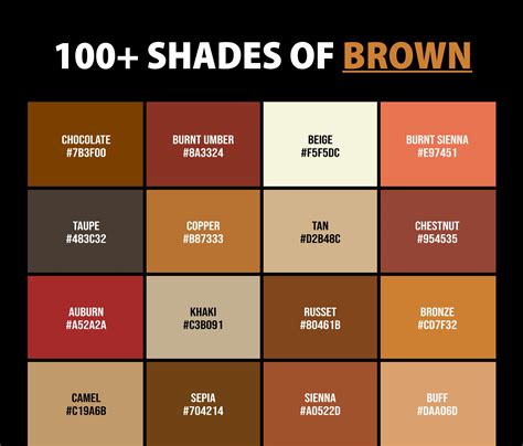 100+ Shades of Brown Color (Names, HEX, RGB & CMYK Codes) – CreativeBooster