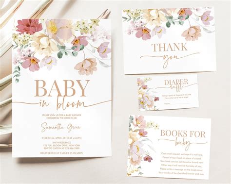 Editable Baby in Bloom Baby Shower Invitation Bundle Spring - Etsy