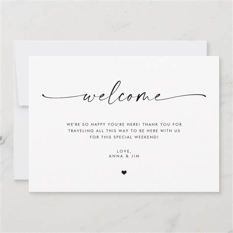 Minimalist Wedding Welcome Bag Insert Card | Zazzle | Welcome card, Wedding welcome bags ...