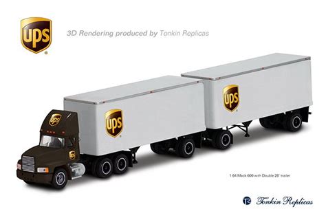 UPS Mack CH600 with Double 28' Pup Truck Toy