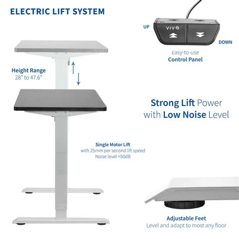 Vivo 43" Wide Standard Electric Adjustable Sit Stand Desk- White Frame – Ergo Standing Desks