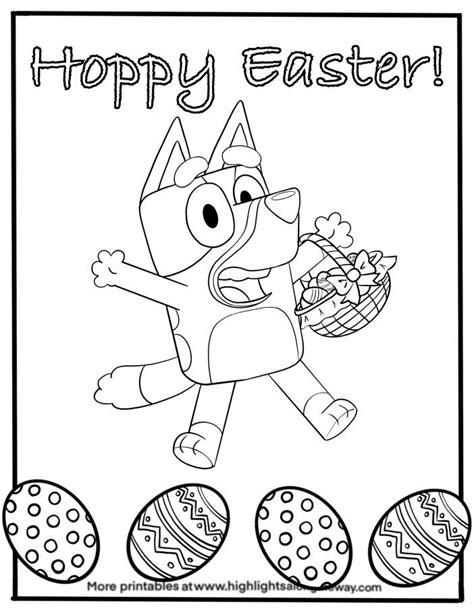 Bluey coloring page easter eggs and easter basket Easter Coloring Pages ...