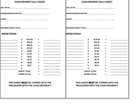 Cash Drawer Balancing Sheet | charlotte clergy coalition